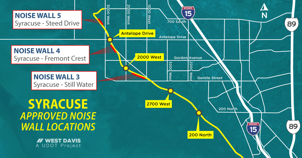 West Davis Approved Noise Wall Map - Syracuse